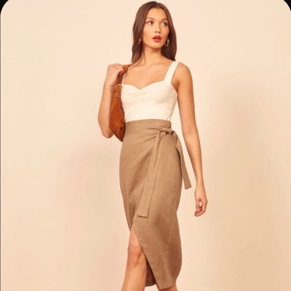 REFORMATION Linen Florence Skirt